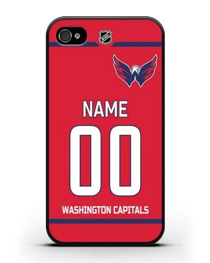 Чехол ХК Вашингтон Кэпиталз с фамилией и номером красная форма силиконовый для iPhone 4/4s