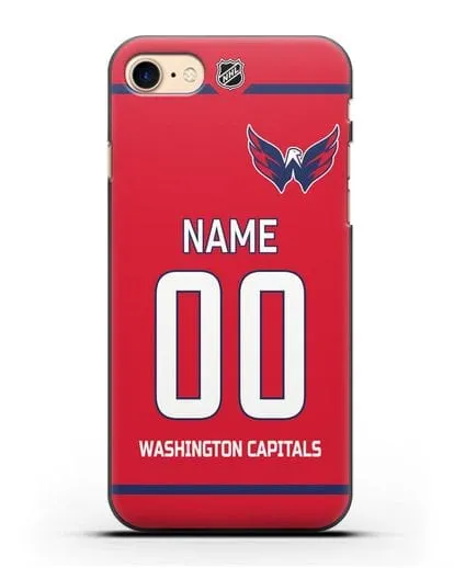 Чехол ХК Вашингтон Кэпиталз с фамилией и номером красная форма силиконовый для iPhone 7
