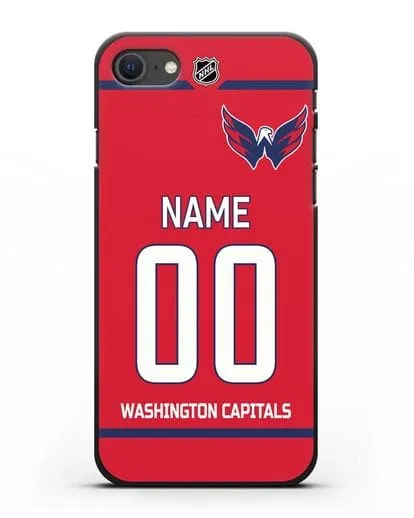 Чехол ХК Вашингтон Кэпиталз с фамилией и номером красная форма силиконовый для iPhone SE 2020