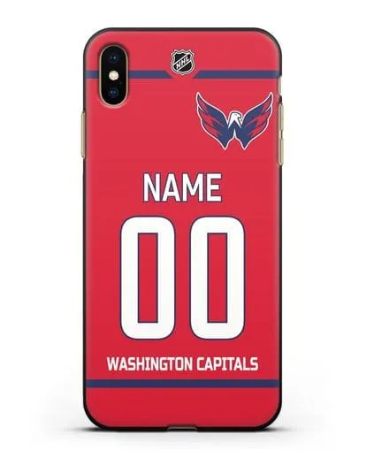 Чехол ХК Вашингтон Кэпиталз с фамилией и номером красная форма силиконовый для iPhone XS Max