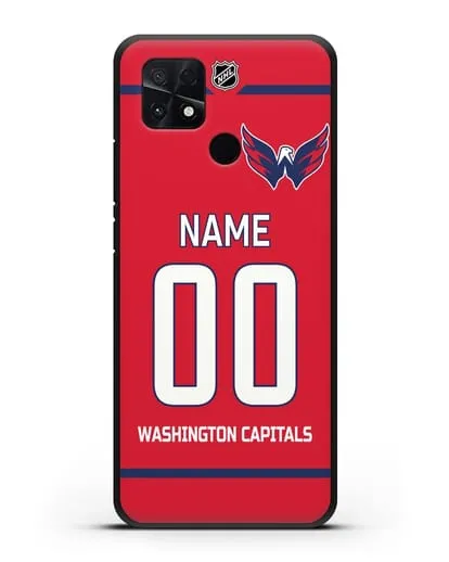 Чехол ХК Вашингтон Кэпиталз с фамилией и номером красная форма силиконовый для Xiaomi Poco C40
