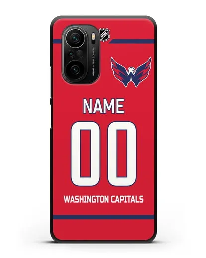 Чехол ХК Вашингтон Кэпиталз с фамилией и номером красная форма силиконовый для Xiaomi Poco F3