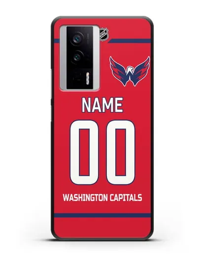 Чехол ХК Вашингтон Кэпиталз с фамилией и номером красная форма силиконовый для Xiaomi Poco F5 Pro
