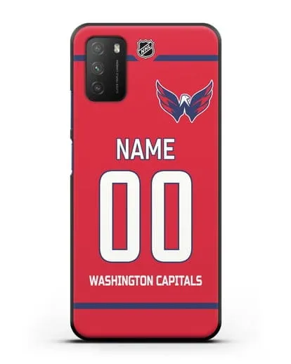 Чехол ХК Вашингтон Кэпиталз с фамилией и номером красная форма силиконовый для Xiaomi Poco M3