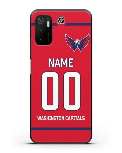 Чехол ХК Вашингтон Кэпиталз с фамилией и номером красная форма силиконовый для Xiaomi Poco M3 Pro