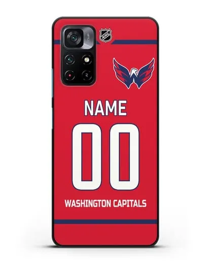 Чехол ХК Вашингтон Кэпиталз с фамилией и номером красная форма силиконовый для Xiaomi Poco M4 Pro 5G
