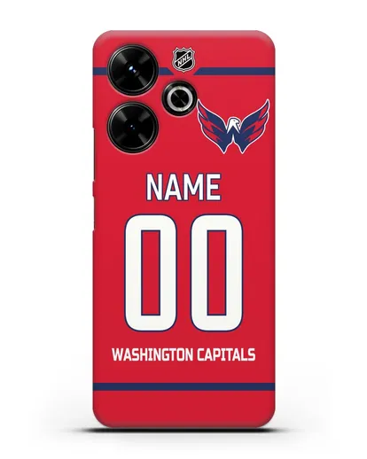 Чехол ХК Вашингтон Кэпиталз с фамилией и номером красная форма силиконовый для Xiaomi Poco M6