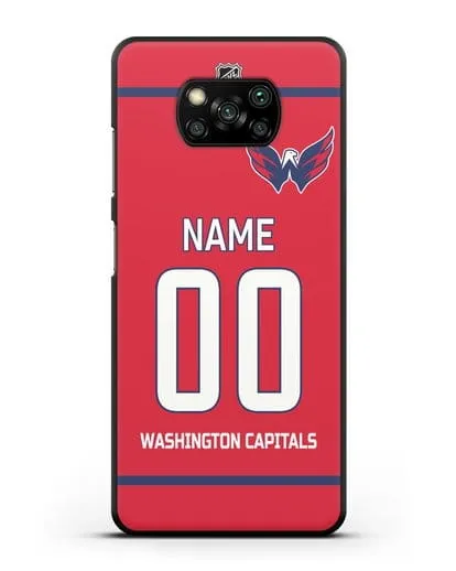 Чехол ХК Вашингтон Кэпиталз с фамилией и номером красная форма силиконовый для Xiaomi Poco X3