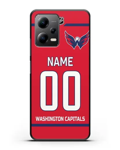 Чехол ХК Вашингтон Кэпиталз с фамилией и номером красная форма силиконовый для Xiaomi Poco X5