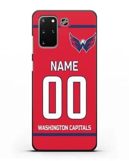 Чехол ХК Вашингтон Кэпиталз с фамилией и номером красная форма силиконовый для Samsung Galaxy S20 Plus [SM-G985F]