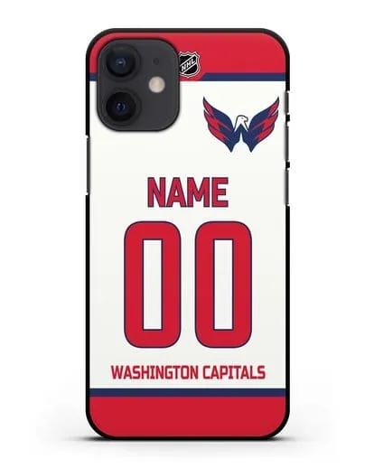 Чехол ХК Вашингтон Кэпиталз с фамилией и номером белая форма силиконовый для iPhone 12 mini