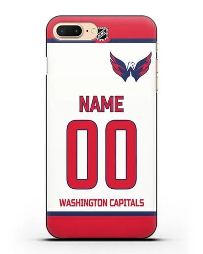Чехол ХК Вашингтон Кэпиталз с фамилией и номером белая форма силиконовый для iPhone 8 Plus