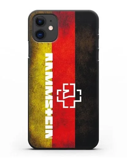 Чехол с логотипом Rammstein на фоне немецкого флага силиконовый для iPhone 11