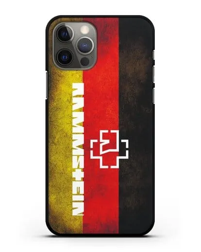 Чехол с логотипом Rammstein на фоне немецкого флага силиконовый для iPhone 12 Pro
