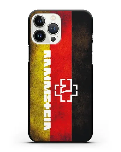 Чехол с логотипом Rammstein на фоне немецкого флага силиконовый для iPhone 13 Pro Max