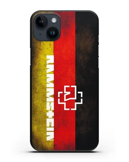 Чехол с логотипом Rammstein на фоне немецкого флага силиконовый для iPhone 14 Plus