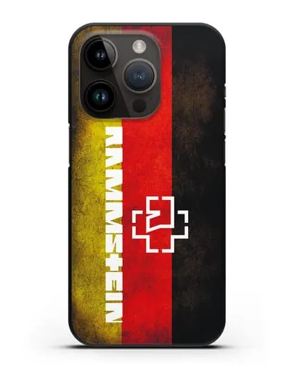 Чехол с логотипом Rammstein на фоне немецкого флага силиконовый для iPhone 14 Pro