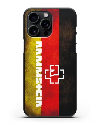 Чехол с логотипом Rammstein на фоне немецкого флага силиконовый для iPhone 15 Pro Max