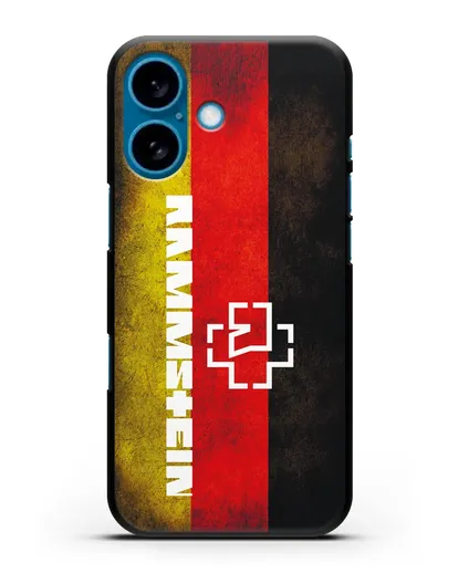 Чехол с логотипом Rammstein на фоне немецкого флага силиконовый для iPhone 16