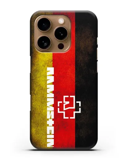 Чехол с логотипом Rammstein на фоне немецкого флага силиконовый для iPhone 16 Pro