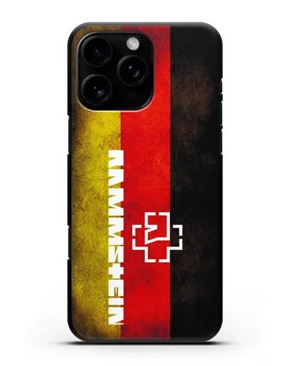 Чехол с логотипом Rammstein на фоне немецкого флага силиконовый для iPhone 16 Pro Max