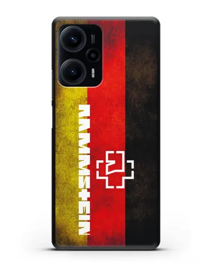 Чехол с логотипом Rammstein на фоне немецкого флага силиконовый для Xiaomi Poco F5