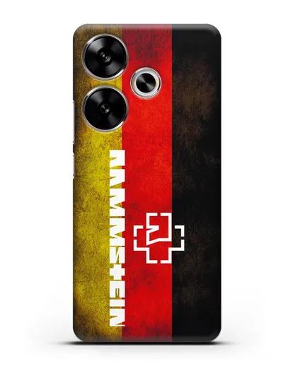 Чехол с логотипом Rammstein на фоне немецкого флага силиконовый для Xiaomi Poco F6