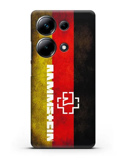 Чехол с логотипом Rammstein на фоне немецкого флага силиконовый для Xiaomi Poco M6 Pro