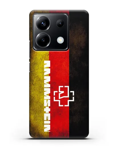 Чехол с логотипом Rammstein на фоне немецкого флага силиконовый для Xiaomi Poco X6