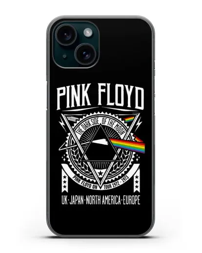 Чехол Pink Floyd с логотипом тура 1972-1973 The dark side of the moon силиконовый для iPhone 15