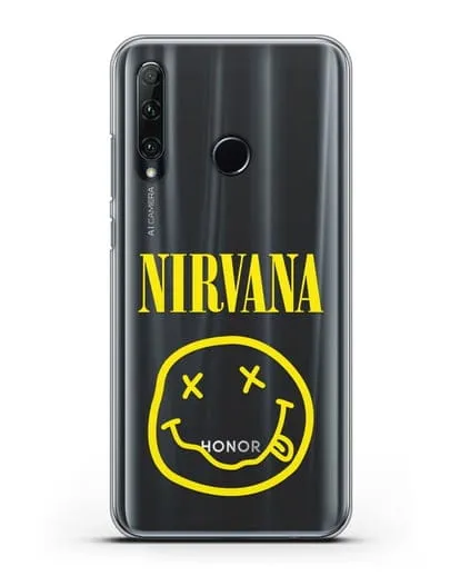 Чехол  логотипом смайлик Nirvana силиконовый для Honor 20e