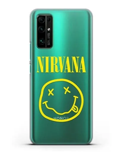 Чехол  логотипом смайлик Nirvana силиконовый для Honor 30