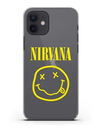 Чехол  логотипом смайлик Nirvana силиконовый для iPhone 12