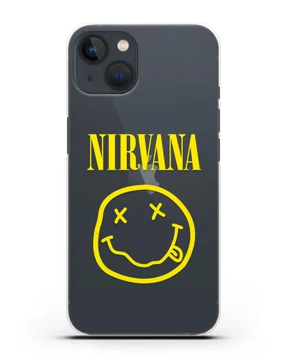 Чехол  логотипом смайлик Nirvana силиконовый для iPhone 13
