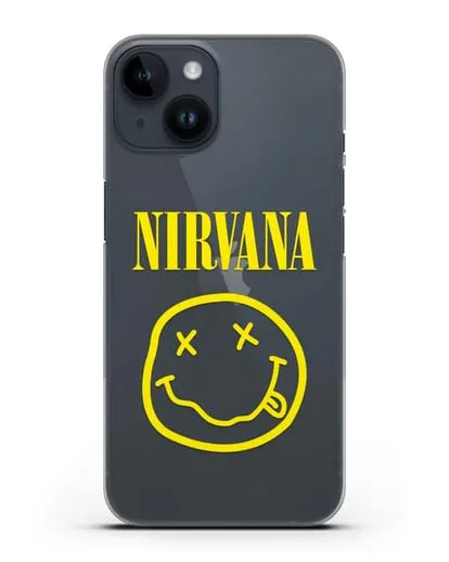 Чехол  логотипом смайлик Nirvana силиконовый для iPhone 14