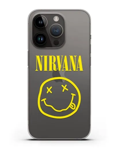 Чехол  логотипом смайлик Nirvana силиконовый для iPhone 14 Pro