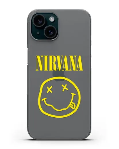 Чехол  логотипом смайлик Nirvana силиконовый для iPhone 15