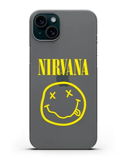 Чехол  логотипом смайлик Nirvana силиконовый для iPhone 15 Plus