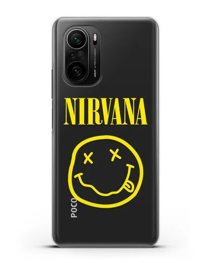Чехол  логотипом смайлик Nirvana силиконовый для Xiaomi Poco F3 Pro