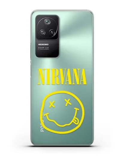 Чехол  логотипом смайлик Nirvana силиконовый для Xiaomi Poco F4