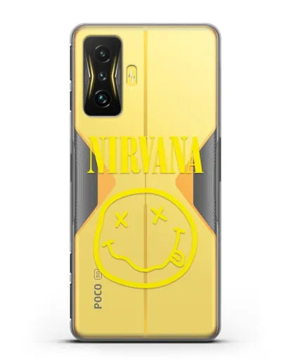 Чехол  логотипом смайлик Nirvana силиконовый для Xiaomi Poco F4 GT
