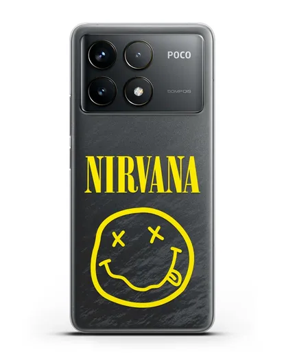 Чехол  логотипом смайлик Nirvana силиконовый для Xiaomi Poco F6 Pro