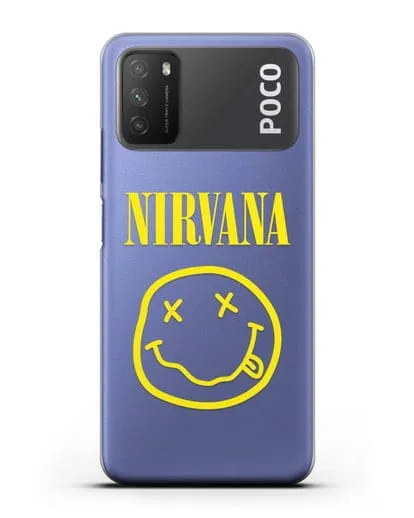 Чехол  логотипом смайлик Nirvana силиконовый для Xiaomi Poco M3