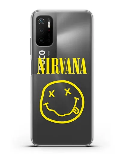 Чехол  логотипом смайлик Nirvana силиконовый для Xiaomi Poco M3 Pro