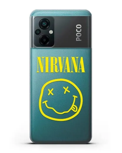 Чехол  логотипом смайлик Nirvana силиконовый для Xiaomi Poco M5