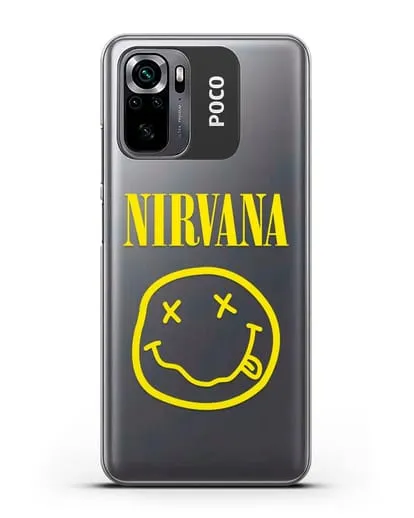 Чехол  логотипом смайлик Nirvana силиконовый для Xiaomi Poco M5s