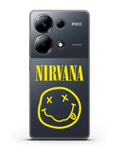 Чехол  логотипом смайлик Nirvana силиконовый для Xiaomi Poco M6 Pro