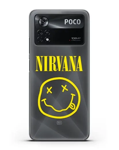 Чехол  логотипом смайлик Nirvana силиконовый для Xiaomi Poco X4 Pro
