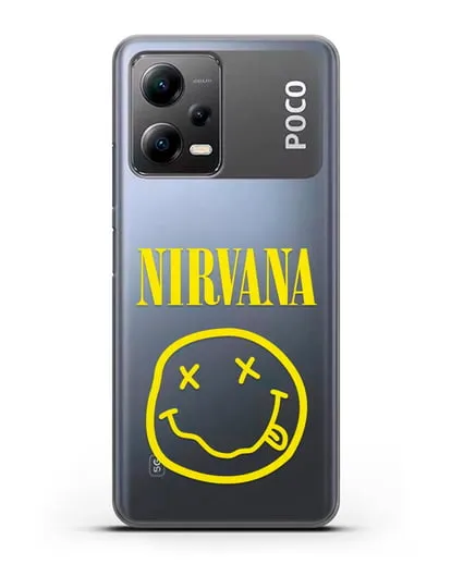 Чехол  логотипом смайлик Nirvana силиконовый для Xiaomi Poco X5