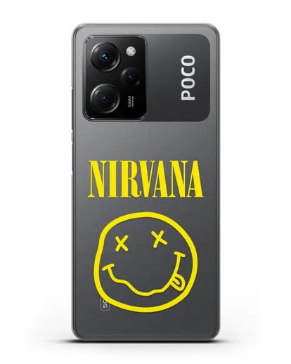 Чехол  логотипом смайлик Nirvana силиконовый для Xiaomi Poco X5 Pro